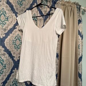 Athleta White Short Sleeve V-Neck Tee